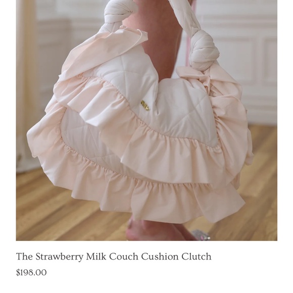 Selkie Cream Quilted Clutch with Ruffle Detail - Picture 5 of 5